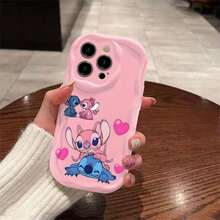 Miniso A Single Stitch Phone Case That Fits Apple Iphone Models 17 Pro Max/17 Pro/17 AIR/17 16, 15, 14, 13, 12, And 11. This Adorable Pink Phone Case Features The Stitch Character Along With Heart Patterns, Offering Both Protection And Style. It'S Suitable For Pro Max, XS, 8, And 7 Models, Made From TPU Butter Shell With An Embroidered Cartoon Design, Making It An Ideal Birthday Or - White - View 5