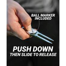 6 - In - 1 Premium Divot Ball Marker - Bottle Opener - Club Tee - Groove Cleaner - Putting Alignment - Designed To Be Ultimate Green - Black - Silver - View 6