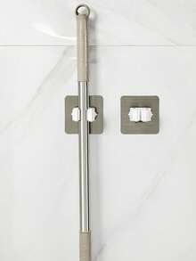 6/4/1pc Mop Holder Clips With Hooks, Multifunctional Mop And Broom Holder, Wall-Mounted Adhesive Broom Hanger, Removable Waterproof Non- Tool Storage Rack, Suitable For Home, Bathroom, Kitchen, Garden And Garage