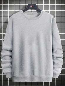Men's All-Match Crew Neck Sweatshirt, Versatile Casual Pullover, Essential For Street Style Layering, Autumn/Winter-New Autumn/Winter Collection-L91 - 灰色 - 查看 4