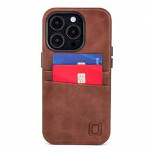 Card Case For  14 Pro With Built-In Metal Plate For Magnetic Mounting & 2 Pockets: Exec M2 Premium Synthetic Leather Wallet Case ( 14 Pro, Brown){"Size_name":"14Pro","Color_name":"Brown"} - Multicolor2 - View 10