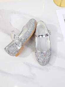 1 Pair Fashion Versatile Pink Girl Pearl Cute Flat Shoes, Round Toe, Suitable For Daily Wear, Dancing, Outdoor, Decorated With Sequins, Closed Toe Princess Shoes, Spring And Autumn