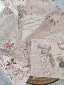 印章贴纸书 - 复古手写字母背景材料纸，垃圾日记剪贴簿拼贴装饰材料纸，DIY装饰，拼贴画，剪贴簿，日记，返校季、感恩节、万圣节、圣诞节、沙特阿拉伯国庆日的完美礼物。 - 彩色 - 查看 1