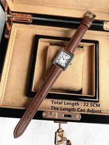 Pablo Raez 1 pieza Reloj de mujer vintage original, encantador color plateado, reloj de pulsera para mujer de marca superior, nuevo, joyería de lujo, accesorios de mujer de acero inoxidable, color plateado, no se mancha, reloj de vestir marrón, caja de acero inoxidable chapada en IPS, diseño de moda, resistente al agua 50m, pantalla de números romanos, reloj de cuarzo casual para niñas