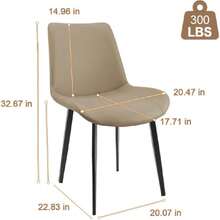 Dining Chairs, Modern PU Leather Dining Room Chair With Sturdy Metal Legs, Upholstered Seat Dinner Chairs Accent Side Chairs For Indoor Kitchen Living Room (Tan, Set Of 6),23063950 - 薄荷綠 - 查看 5