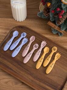 3pcs Personalized Customized Name And Pattern Silicone Baby Spoon Utensils, Children's Tableware, Customized Baby Feeding Accessories - Multicolor 1 - View 5