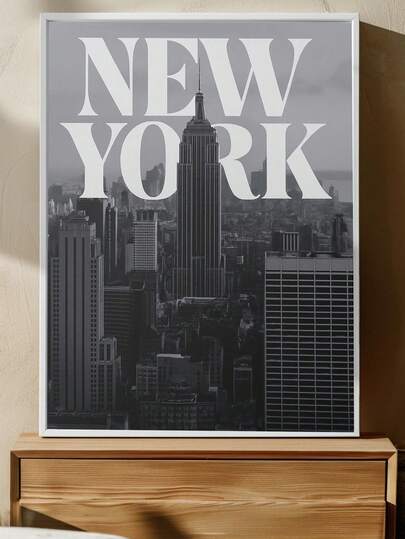 1pc Frameless New York City Canvas Print, Black White Urban Skyline Wall Art, Modern Metropolitan Decor For Apartment Living Room Bedroom, Cityscape Poster Gift, Room Aesthetic