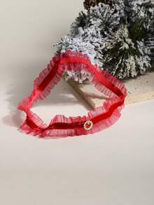 1 件红色蕾丝边时尚简约新娘大腿链 - 紅色 - 查看 2