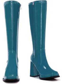 Wide Calf Plus Size Women's 70s Gogo Tall Knee High Square Toe Chunky Heel Retro Fashion Vintage Boots - 蒂爾專利 - 查看 3