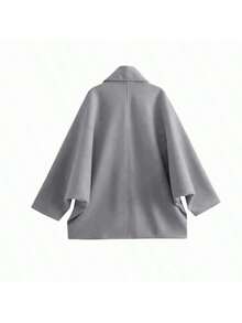 Manteau ample élégant pour femmes, col à revers, boutons devant, poches, couleur unie. Minimaliste et , pour l'automne/l'hiver