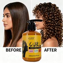 GZE 卷发定型霜 3 合 1 免洗护发素 不粘腻 保湿和消除毛躁 卷发霜 - 黃色 - 查看 3