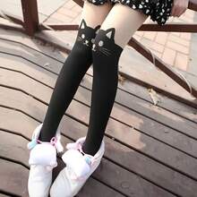 1 Pair Of Women's Black Transparent Cat Print Tights - Soft And Comfortable Casual Leggings With Cute Cartoon Kitten Design, Machine Washable, Suitable For Casual Wear And Theme Events - 1 đôi màu đen - Xem 2