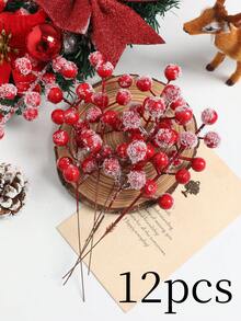 6/12pcs Artificial Berries Winter Frosted Red Berry Branches For Tree Wreath Garland DIY Crafts Home Wedding Party Theme Party Gathering Holiday Hanging Tree Celebration Home Decorations, Scene Decoration, Valentine Day, Gift Christmas Decorations Room Decor Christmas - Multicolor - View 14
