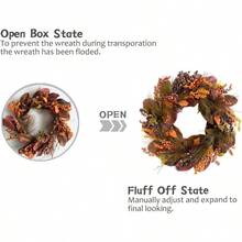 18 Inch Fall Wreath Magnolia Leaves With Pine Needle Yellow Berry Wreath Front Door Harvest Festival Decor Window Wedding Autumn Outdoor Indoor Dcor