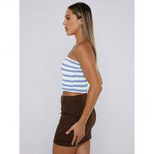 EFAN Womens Tube Tops Fall Fashion Summer Outfits 2025 Casual Beach Vacation Clothes Sweaters Strapless Sleeveless Tank Tops{"Size_name":"X-Small","Color_name":"StripedBlue"} - 藍色的 - 查看 4