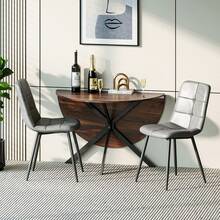 Wood Grain Table + PU Grey Chairs