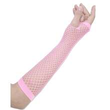 Fishnet Fingerless Gloves Mesh Arm Sleeves Fish Net Arm Sleeves EMO Gloves For Women In Theme Party Scene Accessories{"Size_name":"Long","Color_name":"#11-Pink(Long)"} - Multicolor23 - View 4