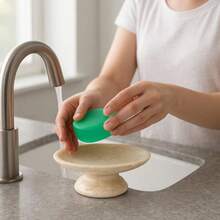 Creative Home Natural Champagne Marble Soap Dish Solid Natural Stone Tray For Bathroom Sink Kitchen Heavy Weight NonSlip Holder Beige Veined