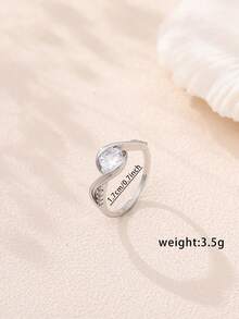 1 件时尚简约交织方晶锆石戒指，女士配饰 - 銀色 - 查看 6