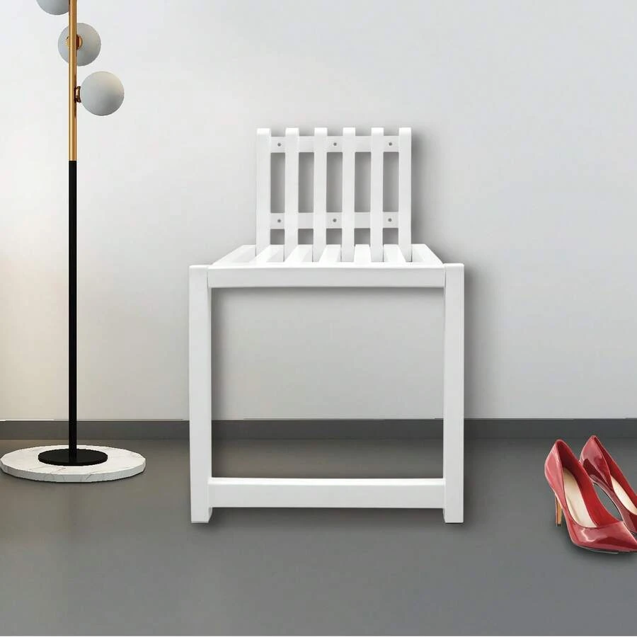 Folding Bath Seat Bench Shower Chair Wall Mount Solid Wood Chair Entryway Chair