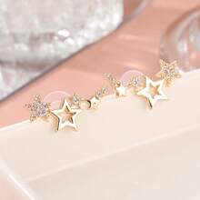 1 Pair Star Climber Micro Star Stud Earrings, Jewelry Earrings Gift For Women's Birthday
