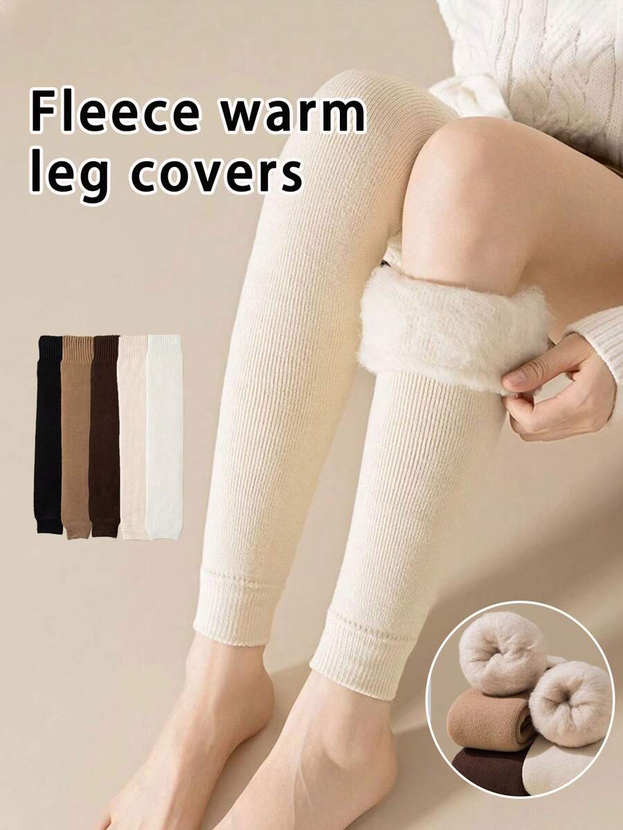 1 Pair Women's Warm Knee Pads Leg Warmers, Thermal Lined Thick Knee High Leg Warmers For Daily Wear - Multicolor - View 1