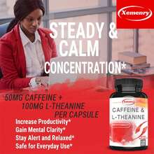 XEMENRY Cafeína y L-teanina: Mejora la energía, la resistencia, la concentración y la relajación. Favorece el metabolismo del sueño. 120 unidades. - 120 cápsulas - Ver 7