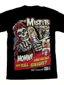 1E Men's Misfits TV Show Inspired Fiendiscope Kill Design T-Shirt - Funny "Mommy Can I Go Out & Kill Tonight?"Slogan & Iconic Characters - Soft Breathable Black Cotton Tee For Horror Comedy Fans, Halloween Costumes & Casual Wear (Adult Sizes - Mặc định - Xem 6