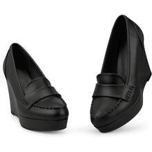 Women's Platform Loafer Wedge Pumps Slip-On Office Casual Penny Loafer Shoeshalloween - 蒙特內哥羅 - 查看 4
