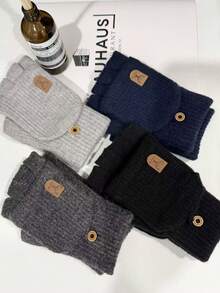 1/2pairs Of Comfortable Thick Knitted Winter Gloves - Touch Screen Compatible, Soft And Breathable - Hand Washable, Unisex - Multicolor - View 3