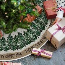 تنورة شجرة الميلاد 90 سم، مطبوعة بنمط كرتوني جميل، تنورة شجرة من القماش المخملي، ديكور أسفل شجرة الميلاد، ديكور حفلة العطلات