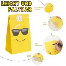 BEANPRECOY 24Pcs Party Bags Cute  Face Expression Package Gift Bag Suitable For Party Candy Gifts With  Stickers Paper Candy Bags Party Favor Bags Colorful Goodie Bags For Wrapping Gifts