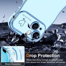For IPhone 13 Case Wave Wavy Phone Cases With Love Heart, Luxury Plating Edge Cute Curly Shape Cover For Women Girls, Thin Slim Soft TPU Rubber Shockproof Protective Cover, Light Blue{"Color_name":"LightBlue","Size_name":"ForiPhone13-6.1inch"} - 多色6 - 查看 5