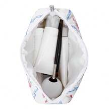 Makeup Bag Travel Cosmetic Bag For Women Girls, Zipper Make Up Pouch, Floral Flowers Toiletry Organizer Makeup, Portable Storage Cosmetic Travel Cloth Bag (L/Blue Bowknot){"Color_name":"U4Large/BlueBowknot"} - U4大/藍色蝴蝶結 - 查看 3