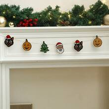 1Pc Vintage Christmas Garland Banner, Retro Xmas Hanging Garland, Rustic Farmhouse Holiday Party Decoration, Christmas Banner For Fireplace, Wall, Mantel, Living Room, Bedroom, Christmas Tree, Indoor Outdoor Home Decor