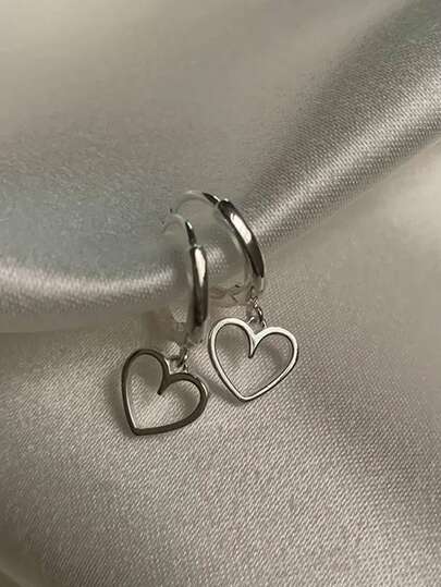 أقراط قلب مجوف أنيقة للسيدات - إكسسوارات بسيطة وجميلة، مناسبة للملابس اليومية أو كهدية