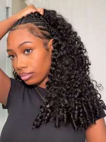 13x4 Burmese Curly Wig Human Hair 200 Density 13x4 Curly Lace Front Wigs Human Hair HD Transparent Lace Wig Pre Plucked Burmese Virgin Human Hair Wigs For Women 30 Inch - Natural Black - 查看 6