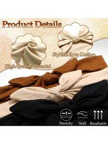 1 Piece Bohemian Elastic Satin Headband – Wide Bunny Ear Design, Non-Slip, Soft & Thick; Suitable For Yoga, Fitness, Valentine's Day & Halloween - Black - View 8