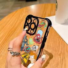 Fundas Divertidas de Sorpresa con Grafiti para iPhone 16 15 14 13 12 11 Pro Max X XR XSMAX 8 8 Plus, Cubierta Trasera Suave y Transparente Anticaída - Color 1 - Ver 6