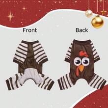 1pc Thanksgiving & Christmas Pet Dog , Turkey Print Design Pet Four-Leg Outfit, Soft Breathable Christmas Holiday Pet Costume, Suitable For Small/Medium Dogs & Cats, Perfect Holiday Party Gift