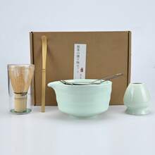 Matcha Five-Piece Set, Ceramic Matcha Bowl, Natural Bamboo Tea Whisk, Beginners, Refreshment Tools, Matcha Making Tools, Gift Box Back To School