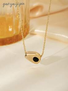 1pc French Fashion Tiger Eye, Turquoise, Ruby Stainless Steel Pendant Necklace, 18k Gold Plated Jewelry, Natural Stone Gemstone Gift, Suitable For Women's Daily Wear