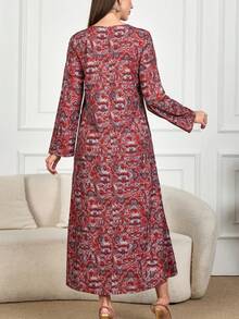 فستان ماكسي طويل الأكمام بطبعات زهرية بأسلوب بوهيمي للنساء في الربيع. فستان أحمر فضفاض جديد لعام 2025 مع خط الخصر، فستان كاجوال للإجازات، فستان أنيق للحفلات، فستان شاطئي للتخرج، فستان أنيق للمناسبات المسائية في عيد الحب.