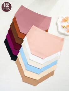 12 件女式三角内裤，透气柔软多色比基尼三角裤女士无裤线内裤舒适内衣，XS-XL - 彩色 - 查看 6