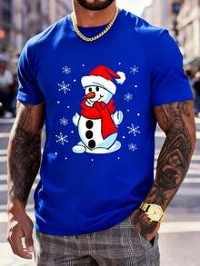 % Cotton Funny Snowman Tee Cute Santa Men Women Kids-Shirt Men's Women's Vintage Summer Vacation Tops Graphic Tee Graphic Tees Men Crop Tops Party Essential Couple Tee Outfits Men Party Essential Couple Tee Tops-Shirt - Màu xanh lam - Xem 6