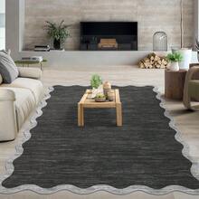 Kitchen Modern Simple Home Decor Area Rug Thin Low Pile Washable Carpet Soft Non Shedding Bordered Floorcover Easy To Clean Non Slip Entrance Runner Rug Stain Resistant Printed Mat Throw Rug For Hallway Bathroom Bedroom Dinning Room Laundry Living Room - 深灰色 - 查看 3