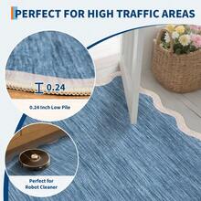 Kitchen Modern Simple Home Decor Area Rug Thin Low Pile Washable Carpet Soft Non Shedding Bordered Floorcover Easy To Clean Non Slip Entrance Runner Rug Stain Resistant Printed Mat Throw Rug For Hallway Bathroom Bedroom Dinning Room Laundry Living Room - 灰藍色 - 查看 7