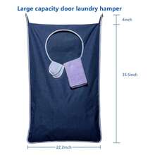 1/2pcs Large Capacity Hanging Dirty Clothes Laundry Bag, Snowflake Oxford Cloth Big Size With Wide Opening And Bottom Zipper, Multi-Functional Storage For Home, School, Office, Comes With 2 Stainless Steel Door Hooks And 2 Adhesive Wall Hooks - Multicolor - View 8