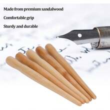 Cunyuer Dip Pen Nib Holder, 5PCS Sandalwood Professional Nib Holder Cartoon Calligraphy Painting Writing (Wood Color)