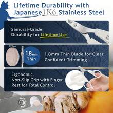 HIBINO Samurai-Grade Cat Nail Clippers | Vet Rmmended | Sharper, Quieter &Amp; R | Precision Blade For Stress-Free Grooming | Non-Slip Grip | Lifetime Durability | Made In Japan - Mochi White - 查看 3